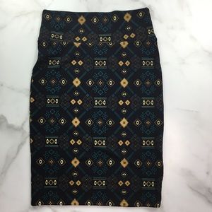 LuLaRoe Cassie Pencil Skirt Black yellow diamond